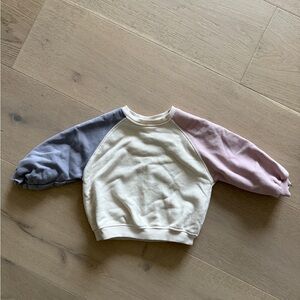 Zara Kids Cream, Blue, and Pink Sweatshirt